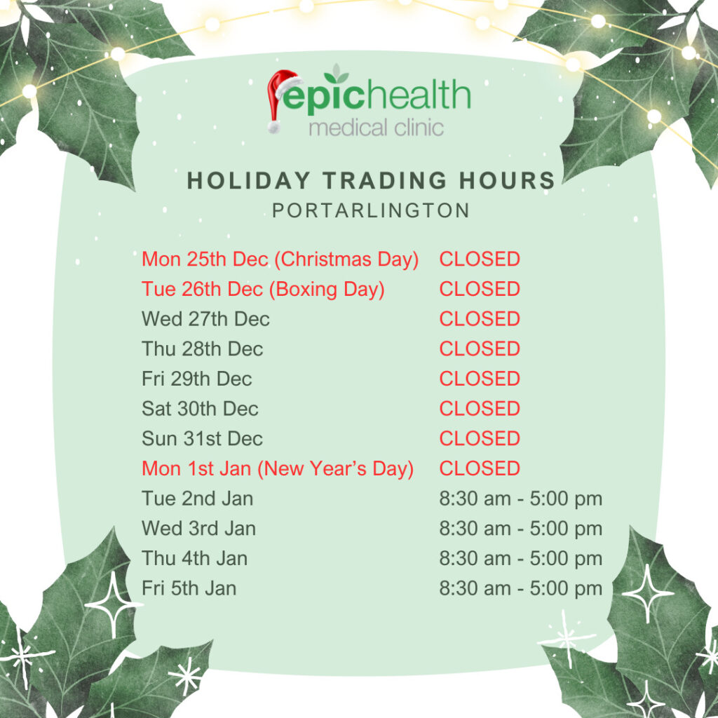 Holiday Closure at Epichealth Portarlington